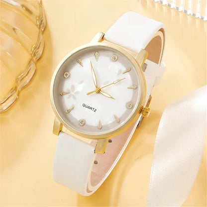 Relógio Quartz Couro Feminino + Brinde 4 Pulseiras Vanny