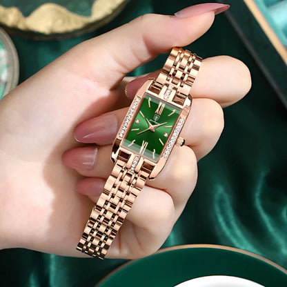 Relógio Quartz Feminino Retangular Luxo Vanny