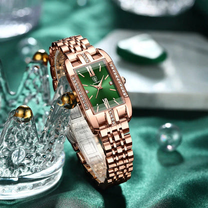 Relógio Quartz Feminino Retangular Luxo Vanny