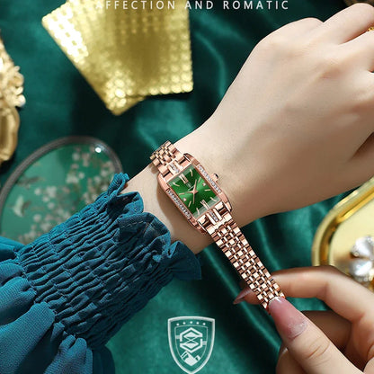 Relógio Quartz Feminino Retangular Luxo Vanny